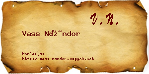 Vass Nándor névjegykártya